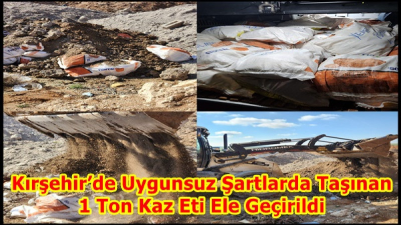 Kırşehir’de Uygunsuz Şartlarda Taşınan 1 Ton Kaz Eti Ele Geçirildi
