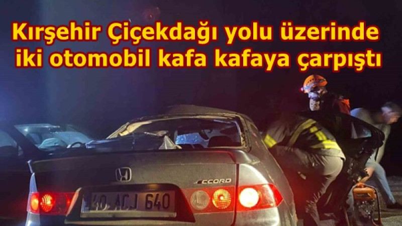Kırşehir Çiçekdağı yolu üzerinde iki otomobil kafa kafaya çarpıştı